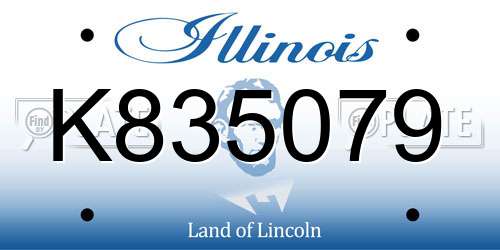 K835079 Illinois License Plate