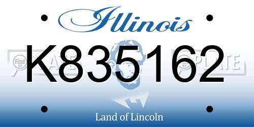 K835162 Illinois License Plate