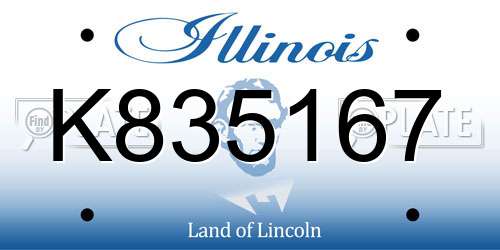 K835167 Illinois License Plate