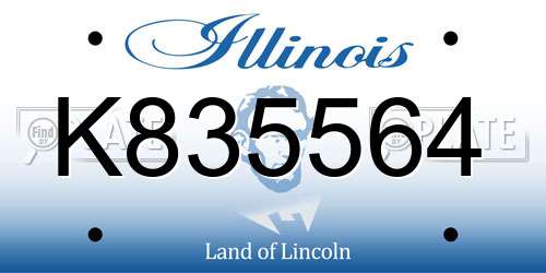 K835564 Illinois License Plate