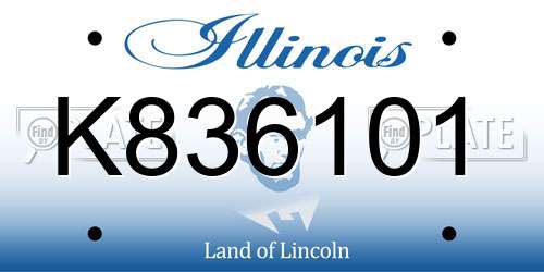 K836101 Illinois License Plate