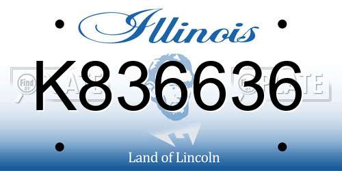 K836636 Illinois License Plate