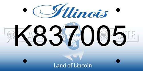 K837005 Illinois License Plate