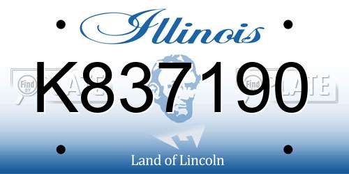 K837190 Illinois License Plate
