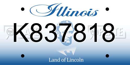 K837818 Illinois License Plate