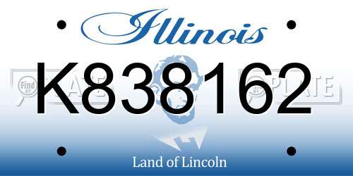 K838162 Illinois License Plate