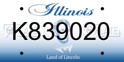 K839020 Illinois License Plate