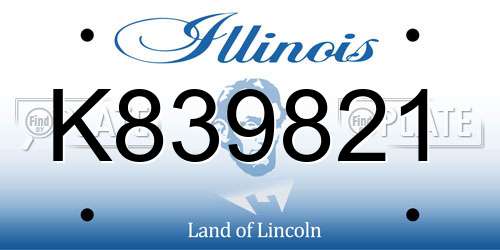 K839821 Illinois License Plate