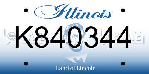 K840344 Illinois License Plate