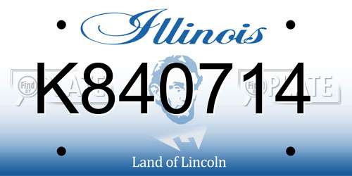 K840714 Illinois License Plate