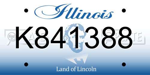 K841388 Illinois License Plate