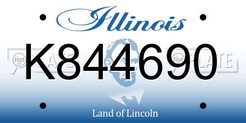 K844690 Illinois License Plate