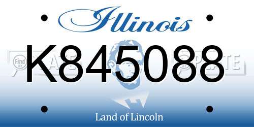 K845088 Illinois License Plate
