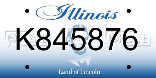 K845876 Illinois License Plate
