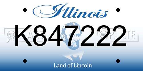 K847222 Illinois License Plate