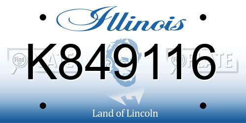 K849116 Illinois License Plate