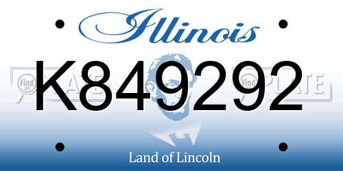 K849292 Illinois License Plate
