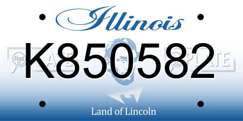 K850582 Illinois License Plate
