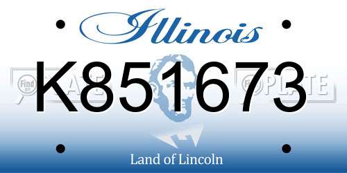 K851673 Illinois License Plate