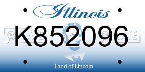 K852096 Illinois License Plate