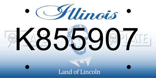 K855907 Illinois License Plate