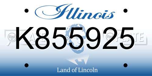 K855925 Illinois License Plate