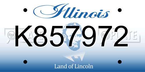 K857972 Illinois License Plate