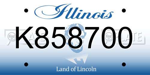 K858700 Illinois License Plate