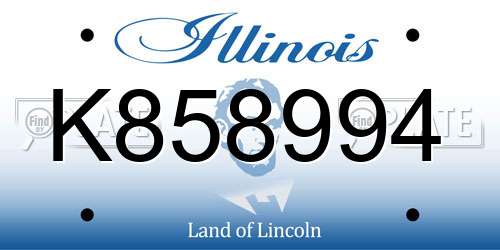 K858994 Illinois License Plate