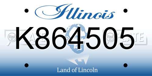K864505 Illinois License Plate