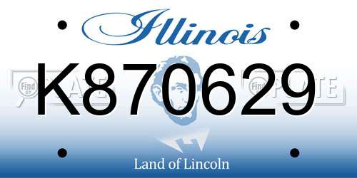 K870629 Illinois License Plate