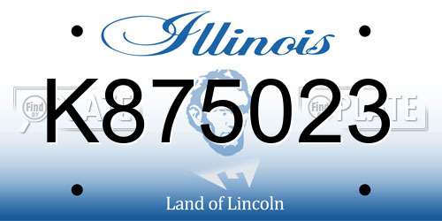 K875023 Illinois License Plate