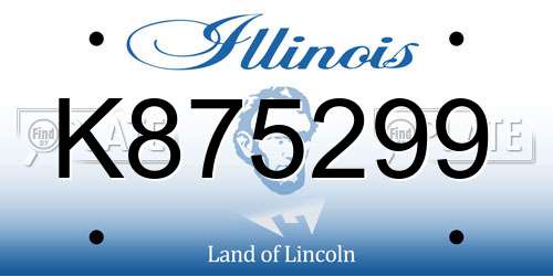 K875299 Illinois License Plate