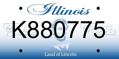 K880775 Illinois License Plate