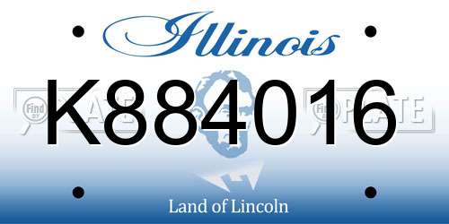 K884016 Illinois License Plate