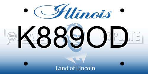 K889OD Illinois License Plate