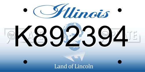 K892394 Illinois License Plate
