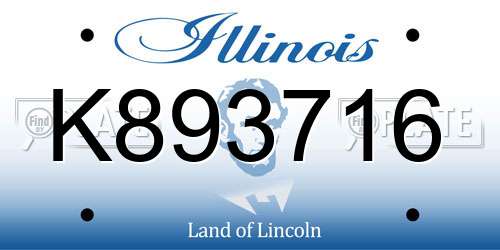 K893716 Illinois License Plate