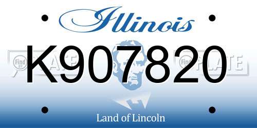 K907820 Illinois License Plate