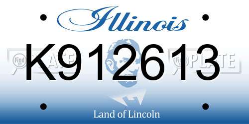 K912613 Illinois License Plate