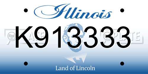 K913333 Illinois License Plate