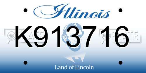 K913716 Illinois License Plate