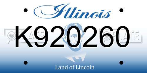 K920260 Illinois License Plate