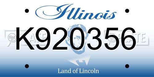 K920356 Illinois License Plate