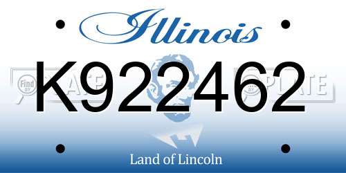 K922462 Illinois License Plate