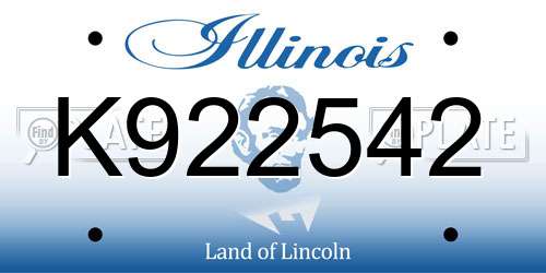 K922542 Illinois License Plate