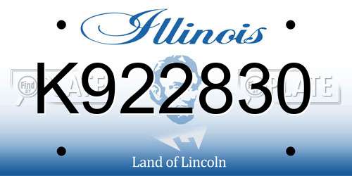 K922830 Illinois License Plate