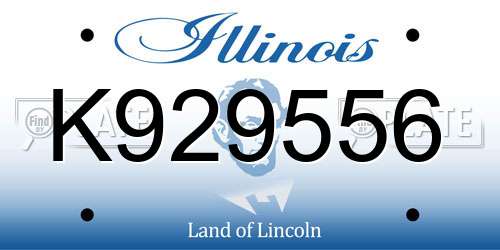 K929556 Illinois License Plate