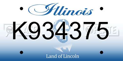 K934375 Illinois License Plate
