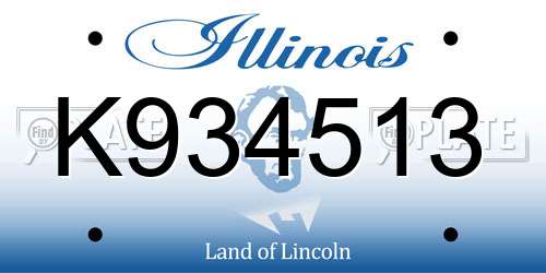 K934513 Illinois License Plate